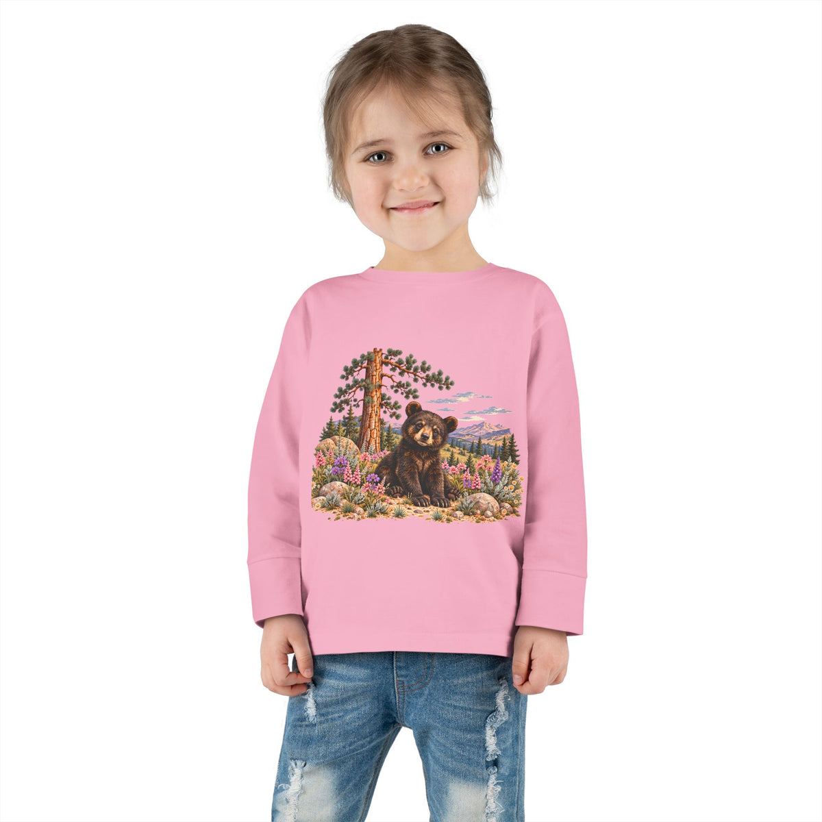 High Desert Little Toddler LongSleeve Tee | Black Bear & Wildflowers