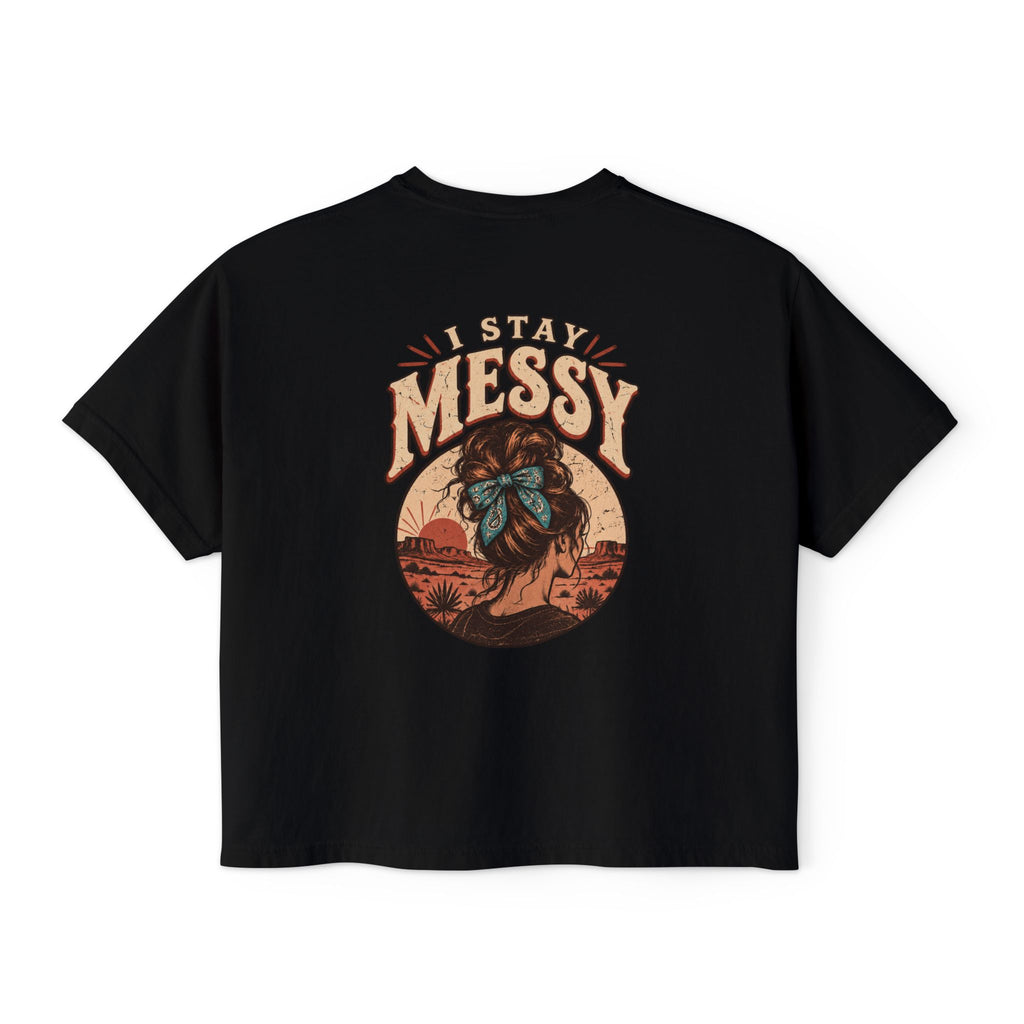 ‘I Stay Messy’ Western Mama Graphic Crop Tee