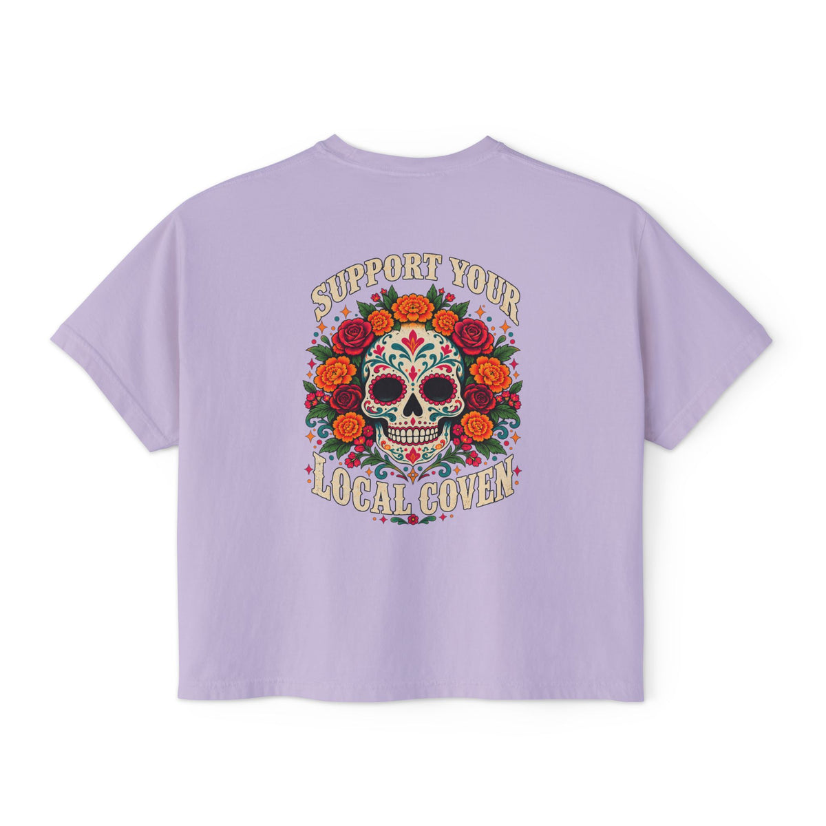 Support Your Local Coven | Floral Sugar Skull Tee | High Desert Mama