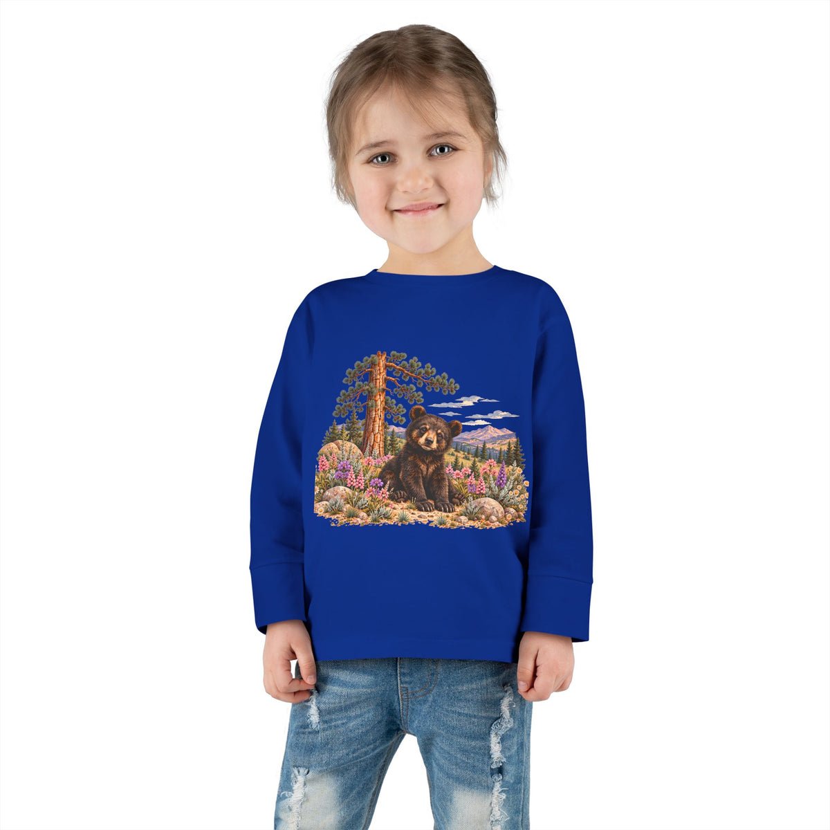 High Desert Little Toddler LongSleeve Tee | Black Bear & Wildflowers