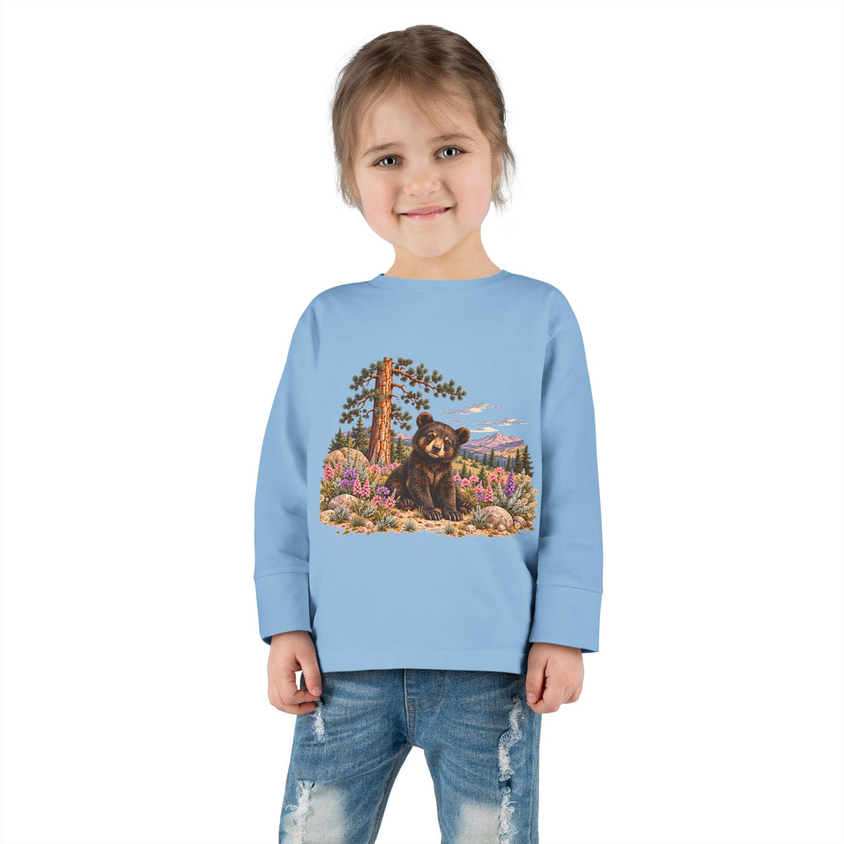 High Desert Little Toddler LongSleeve Tee | Black Bear & Wildflowers