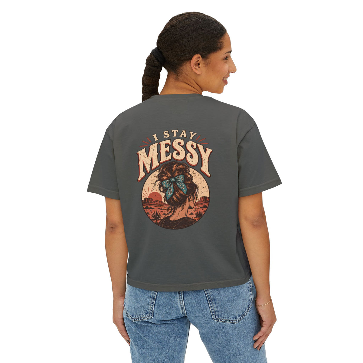 ‘I Stay Messy’ Western Mama Graphic Crop Tee