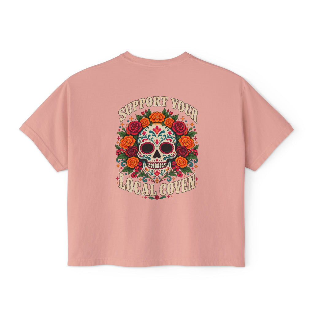 Support Your Local Coven | Floral Sugar Skull Tee | High Desert Mama