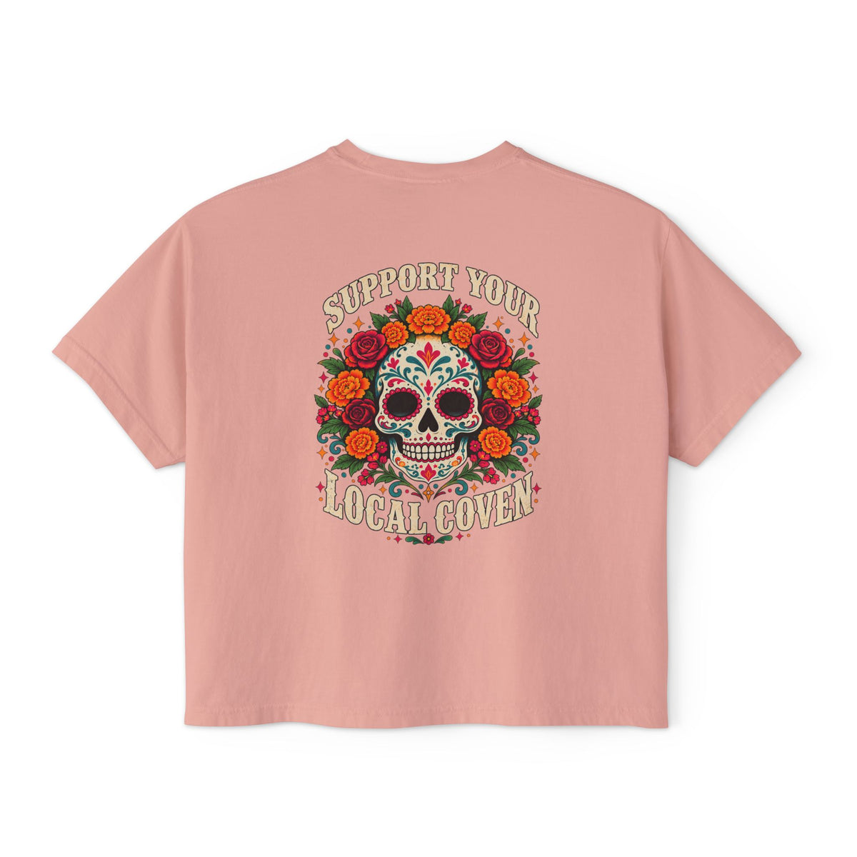 Support Your Local Coven | Floral Sugar Skull Tee | High Desert Mama