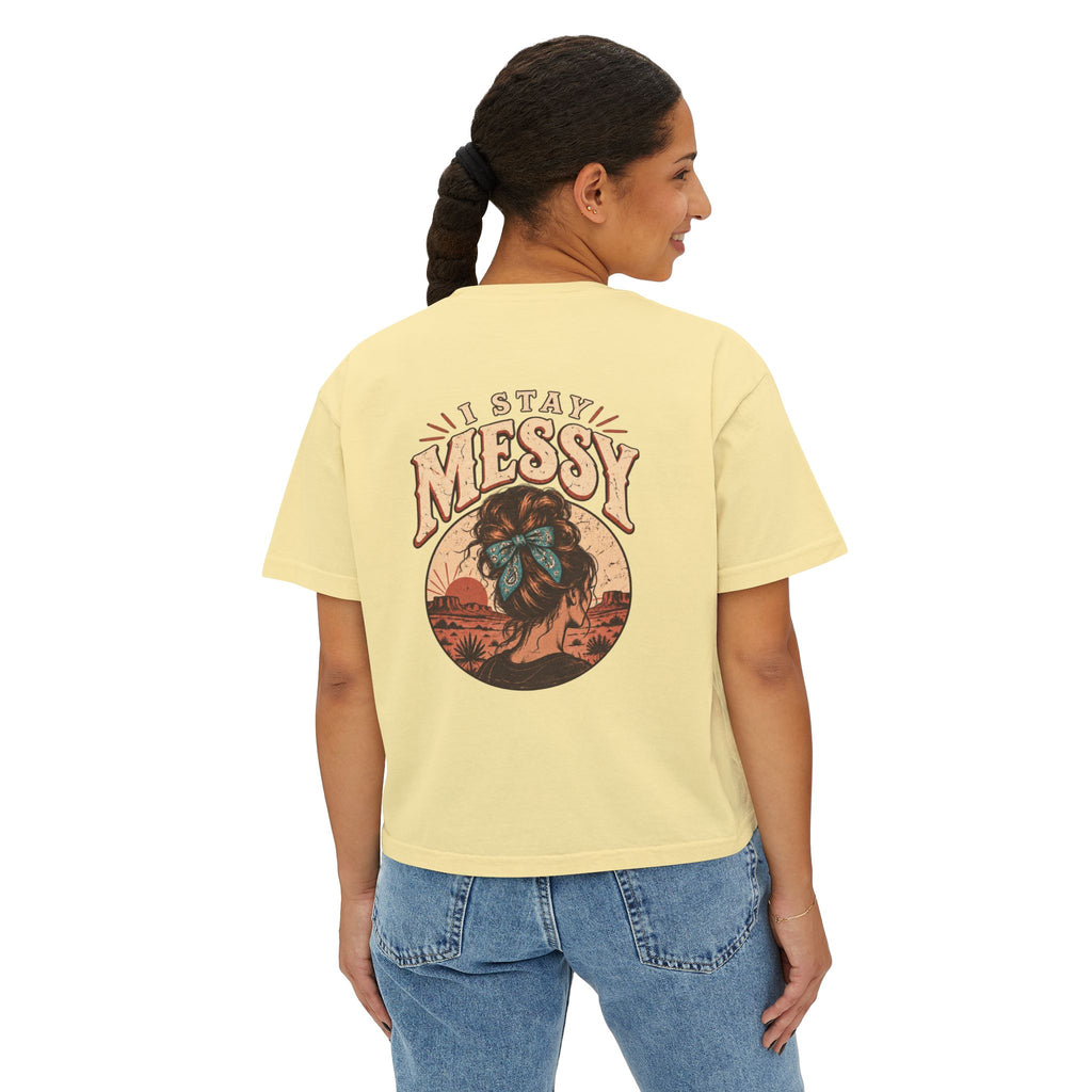 ‘I Stay Messy’ Western Mama Graphic Crop Tee