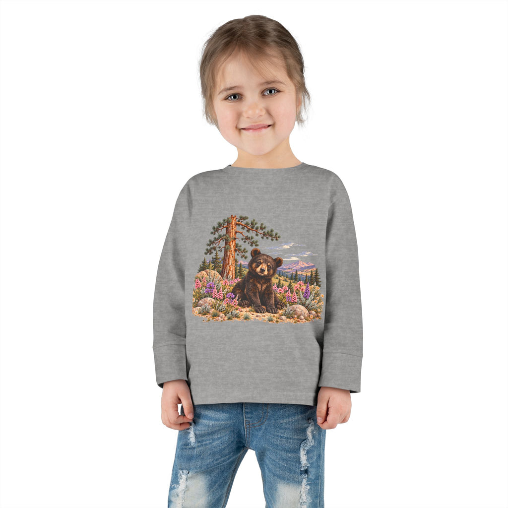 High Desert Little Toddler LongSleeve Tee | Black Bear & Wildflowers
