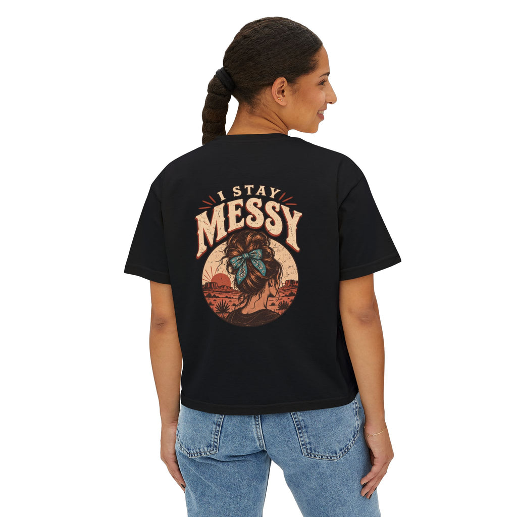 ‘I Stay Messy’ Western Mama Graphic Crop Tee