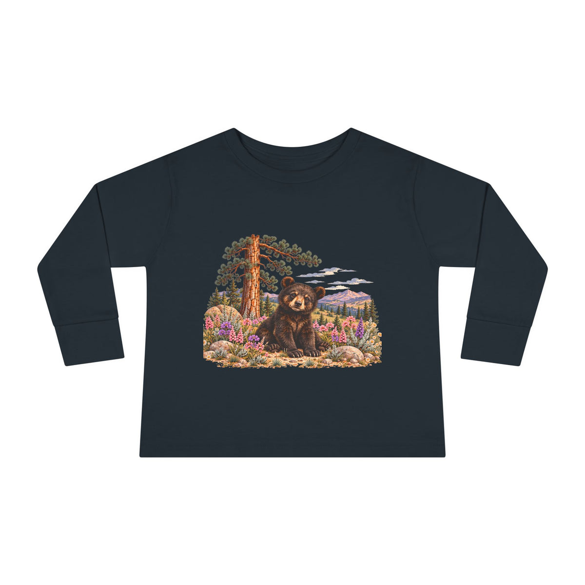 High Desert Little Toddler LongSleeve Tee | Black Bear & Wildflowers